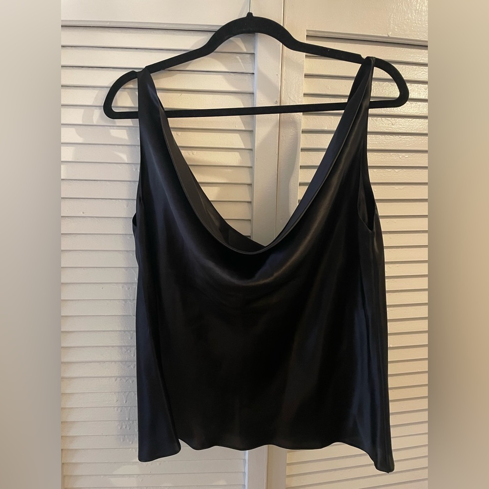 Silk Black Cowl Neck Top
